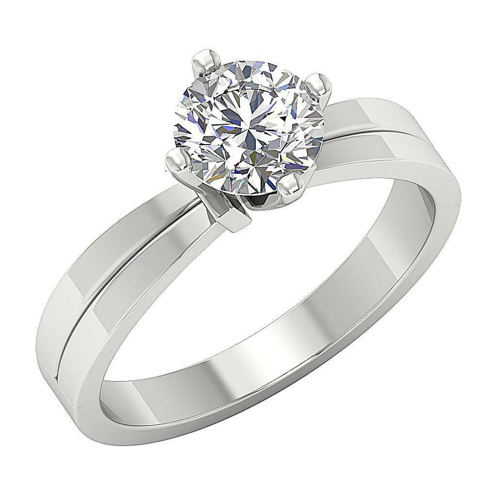 Side profile view of a high-set 3.50ct diamond showing the tapered shank.