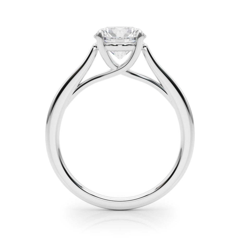 Perspective view of the 14K gold 4-prong lab diamond ring showcasing the round cut sparkle.