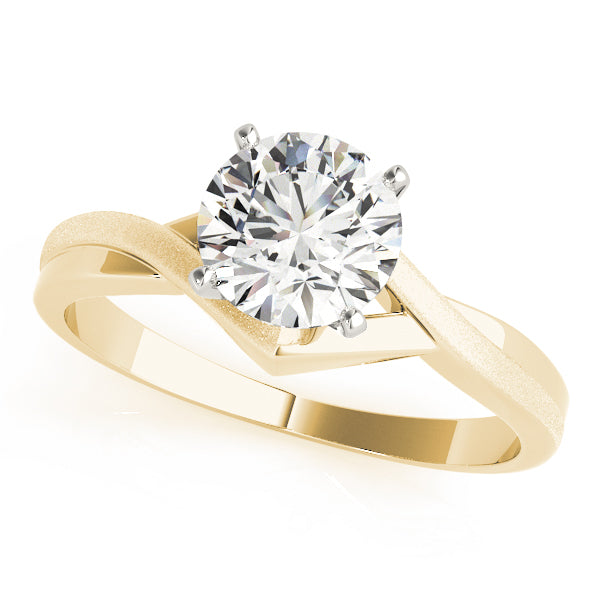 Round-Diamond-Solitaire-Ring-Yellow-Gold-Bypass-Matte-Texture-Front-View