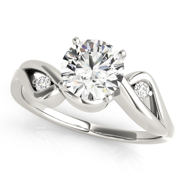 top view of the continuous swirling gold waves cradling a bright center stone.