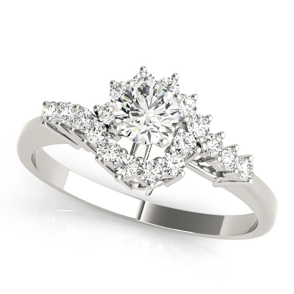 Front view of a brilliant round lab grown diamond multi-stone statement ring in 14K white gold.