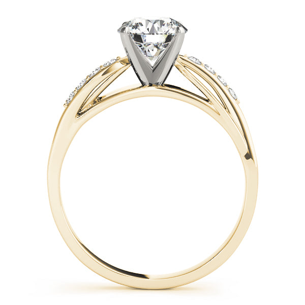 Side profile view of the 14K yellow gold round diamond ring
