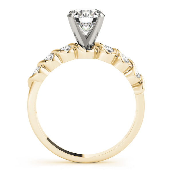 Side view of yellow gold 14K lab diamond ring.