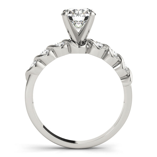 Side view of white gold 14K lab diamond engagement ring.