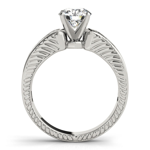 Side view of white gold 14K vintage diamond ring.