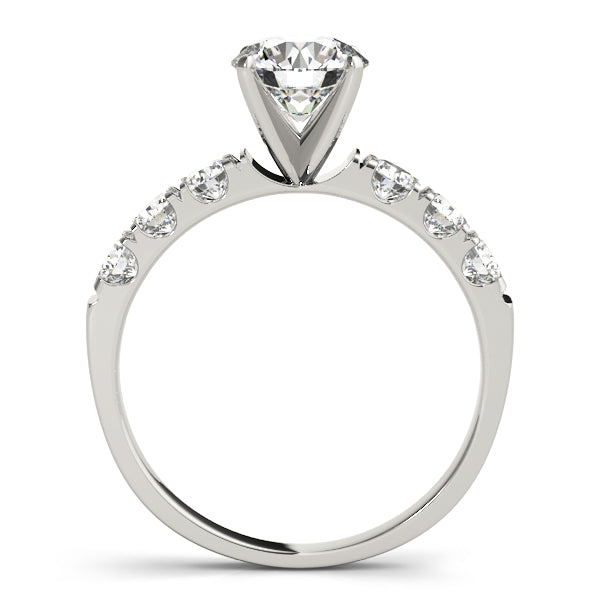 Side view of white gold 14K lab diamond engagement ring.