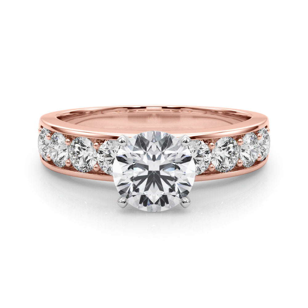 showcasing the elegant curves of the band and the raised center diamond setting.