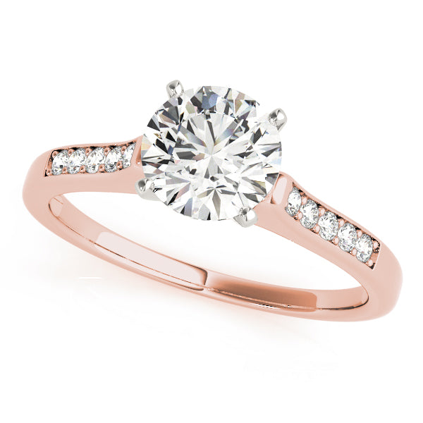 14k rose gold engagement ring showcasing a brilliant round cut lab-grown diamond