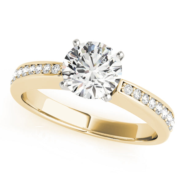 top view of yellow gold round diamond ring.