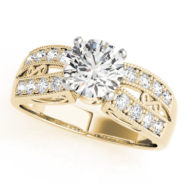Round Lab Grown Diamond Engagement Ring in 14k Yellow Gold