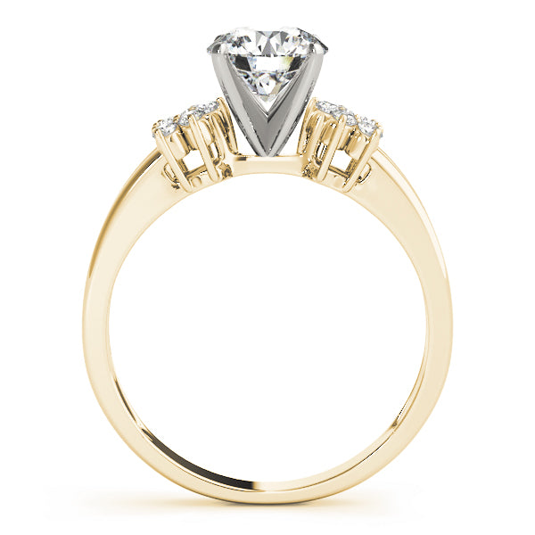 Direct profile side view of the 14k yellow gold lab grown diamond ring