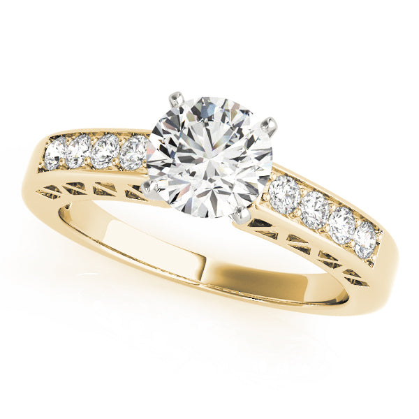 14K Yellow Gold Round Lab Grown Diamond Ring Isometric View
