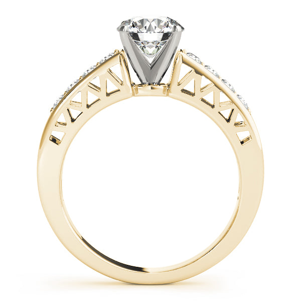 14K Yellow Gold Cathedral Ring Profile and Shank Geometry View