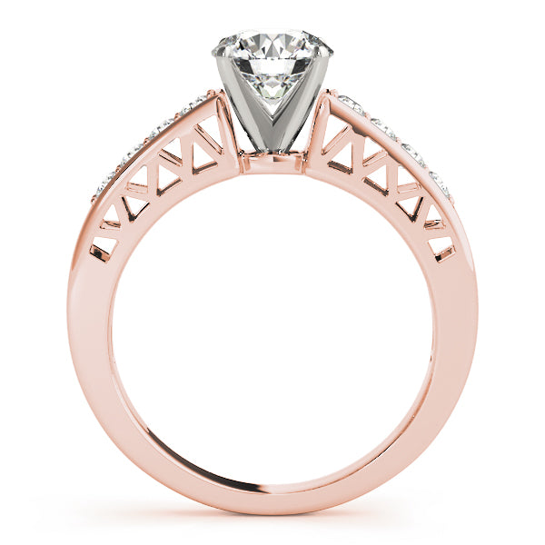14K Rose Gold Diamond Ring Side Profile with Cutout Details