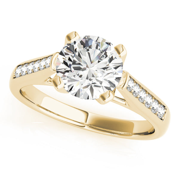 diamond-accented shoulders on a 14k yellow gold band