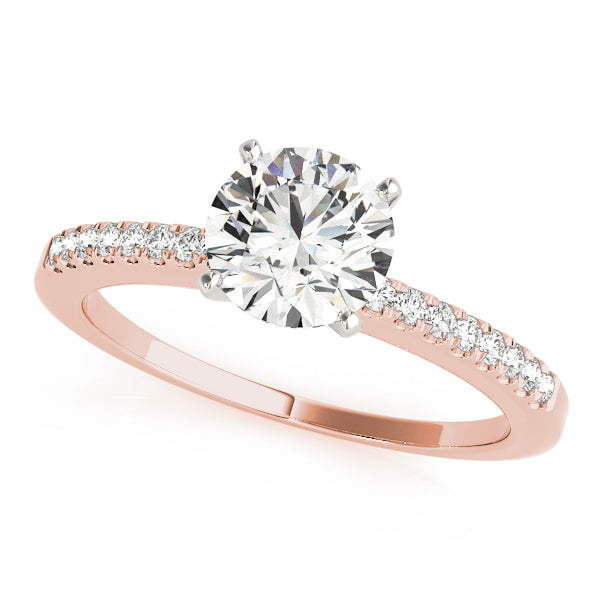 close-up of a glamorous 14k rose gold wedding ring