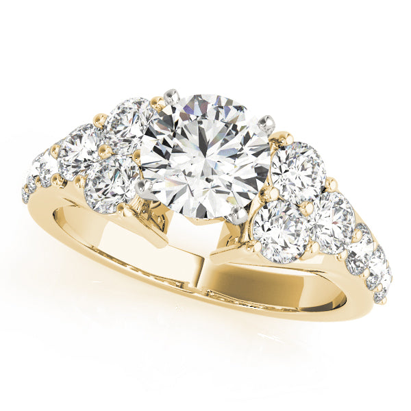 Yellow gold round lab diamond ring front view.