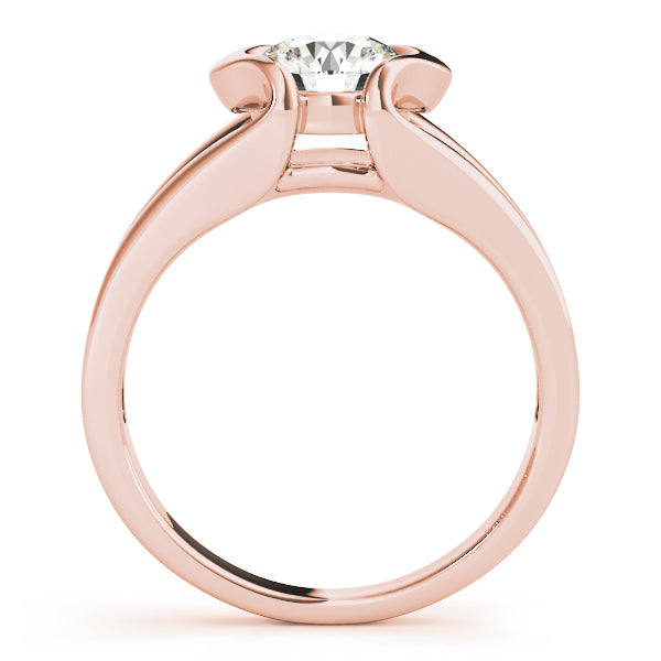 Side view of a 14K rose gold modern engagement ring