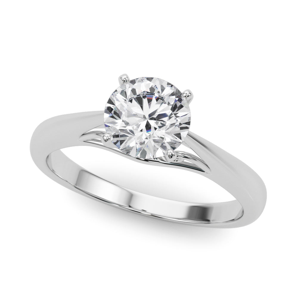 White gold classic round diamond solitaire engagement ring.