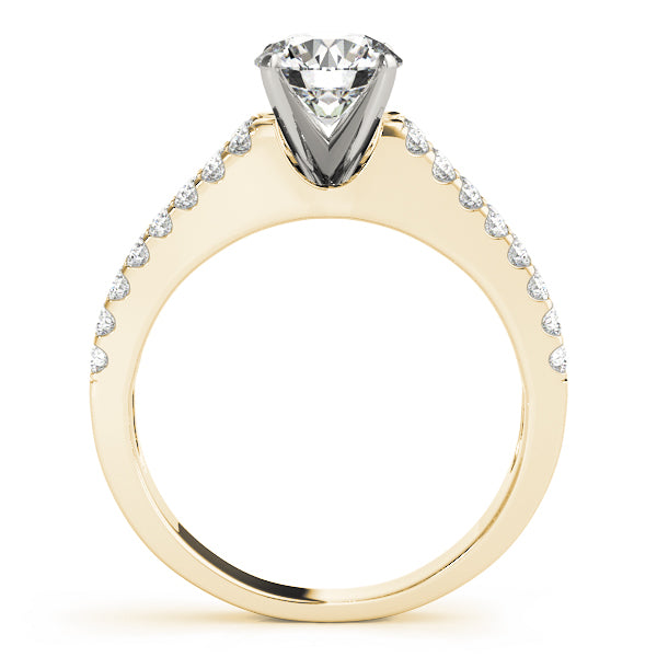 Side profile view of 14K yellow gold lab diamond ring