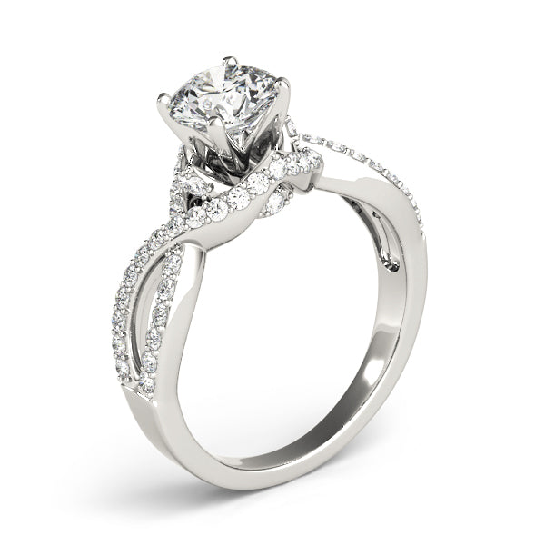 white gold intertwined diamond ring showcasing brilliant center stone
