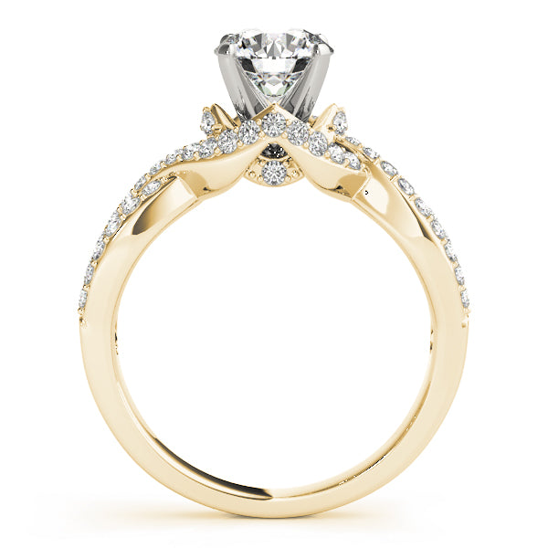 Side profile view of 14K yellow gold lab diamond ring