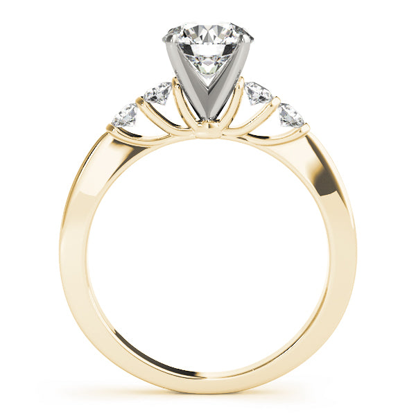 Side profile view of 14K yellow gold lab diamond ring