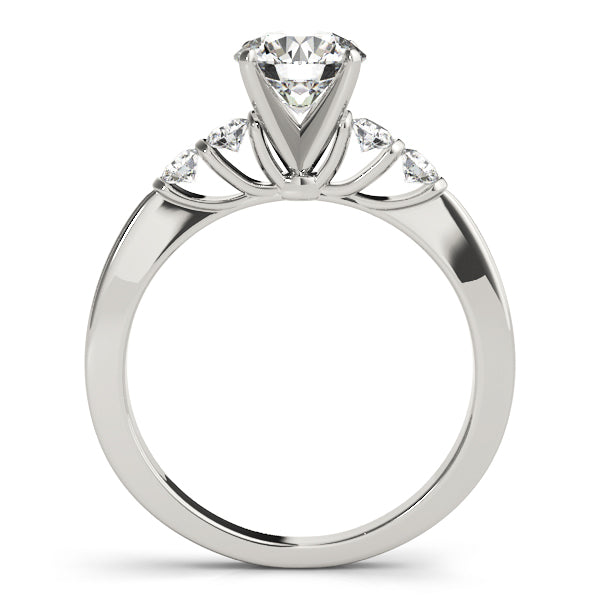 white gold lab grown diamond ring displaying elegant architectural cathedral shank