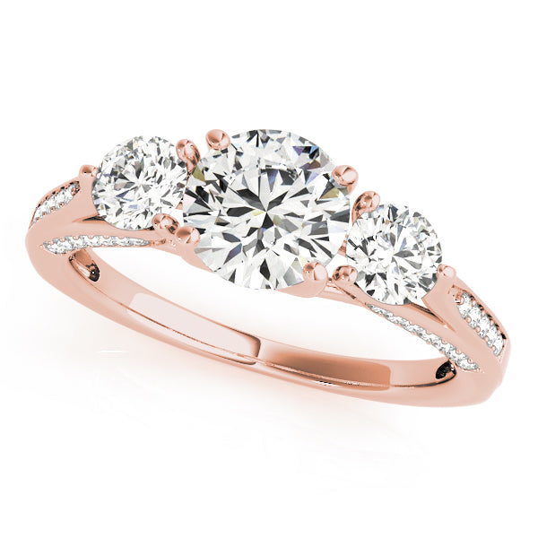 1.70Ct F-VS Brilliance: The Perfect Three-Stone Lab Diamond Ring in Rose Gold