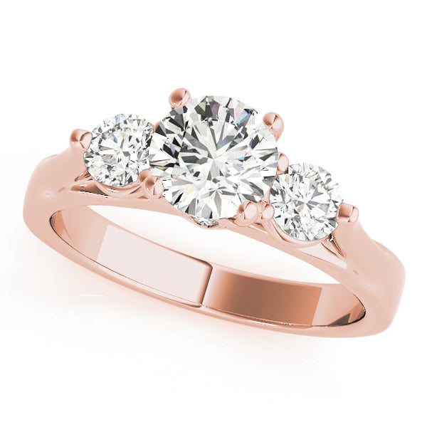 14k Rose Gold Wedding Ring Three Stone
