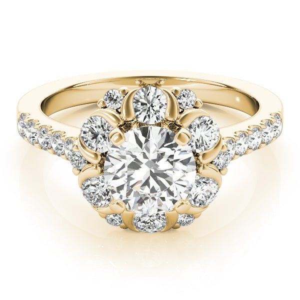 Top-down overview of a yellow gold vintage crown ring