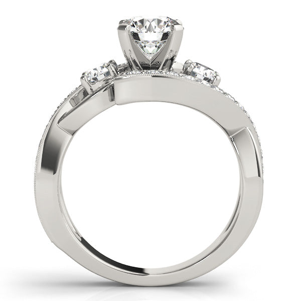 14k White Gold Three Stone Wedding Ring