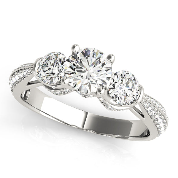 14k White Gold Solitaire Three Stone Wedding Ring
