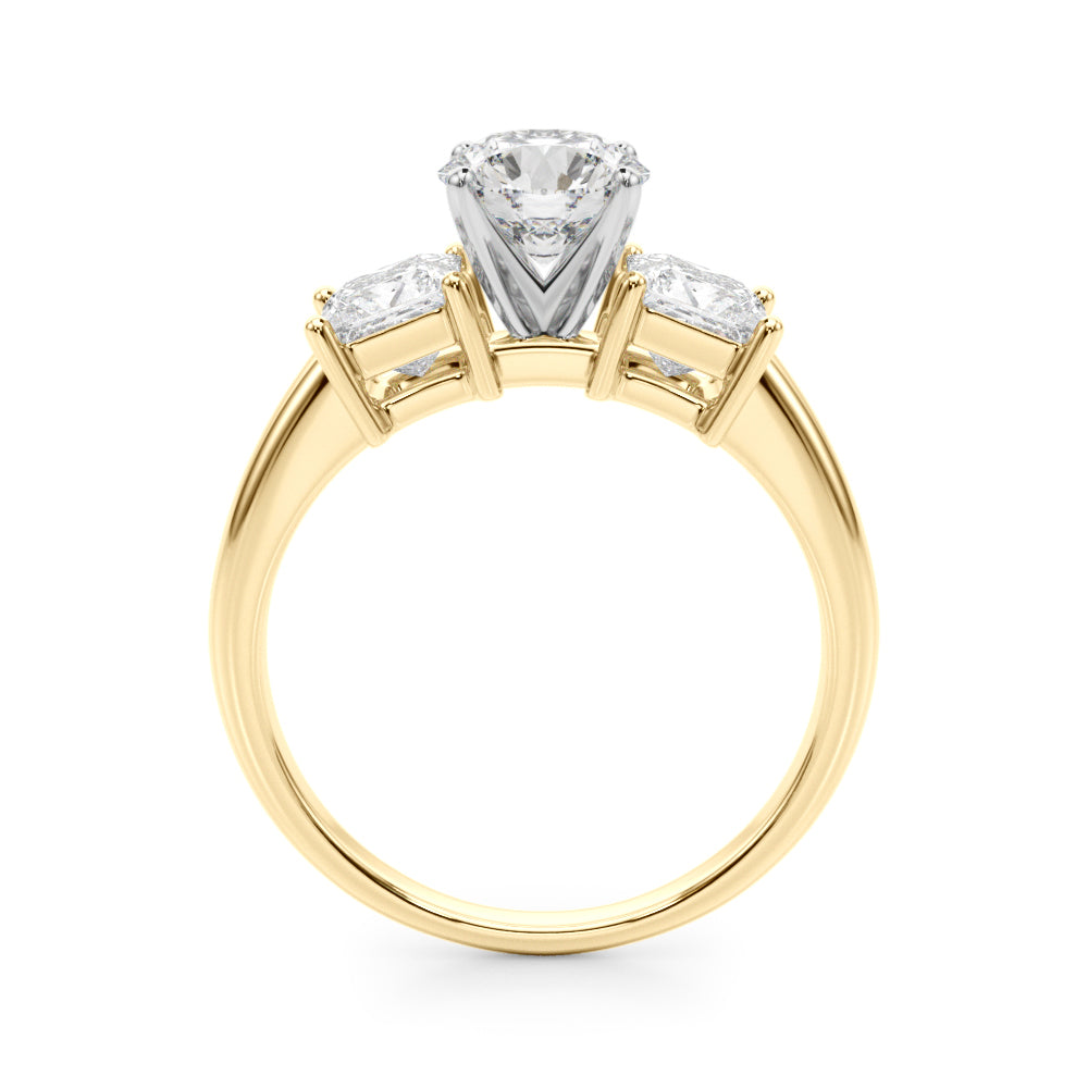 Square Princess Round Cut Diamond 3 Stone Wedding Ring