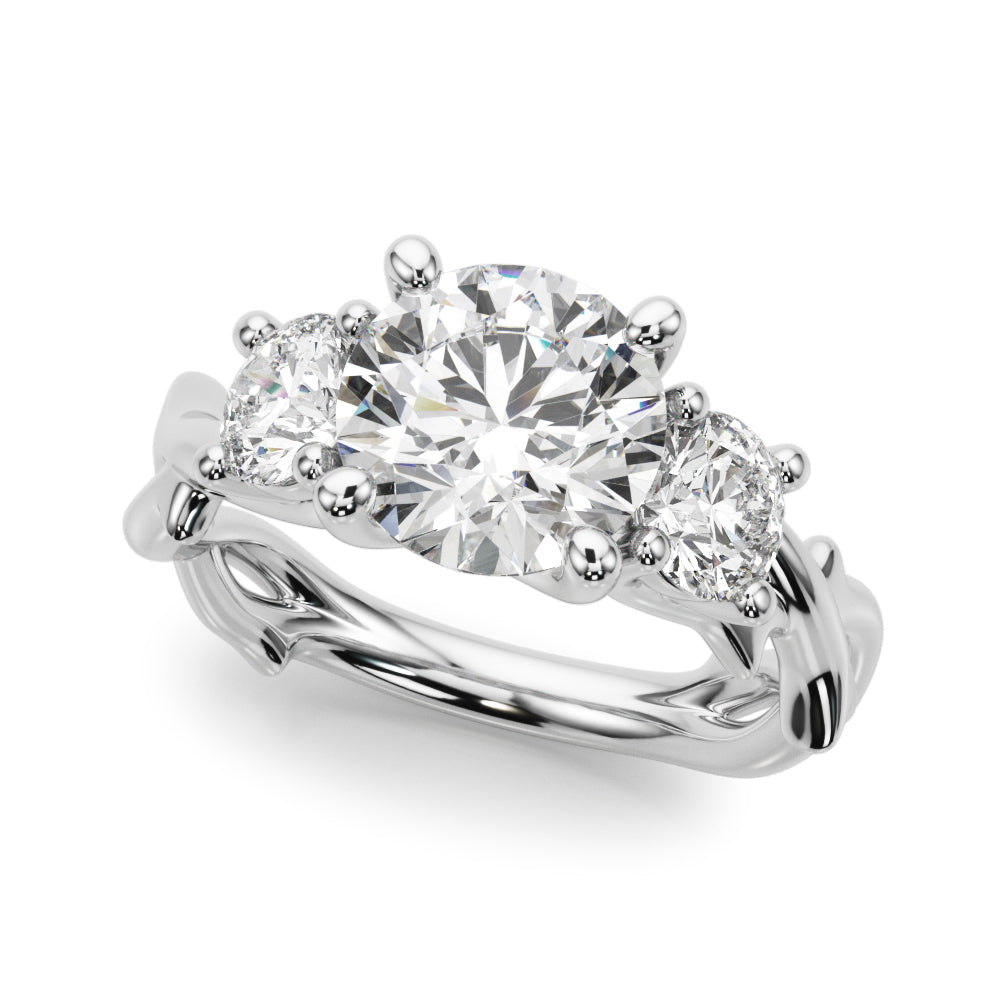 Round Cut Lab Grown Diamond Three Stone Wedding Band Ring