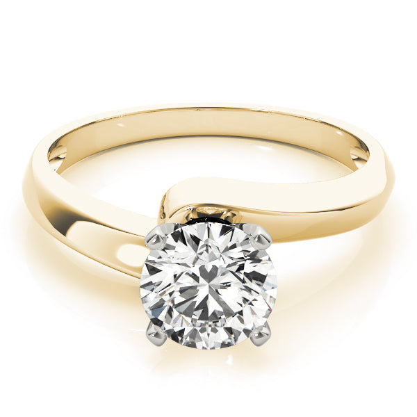 14K yellow gold bypass engagement ring showcasing the 4-prong setting structure.