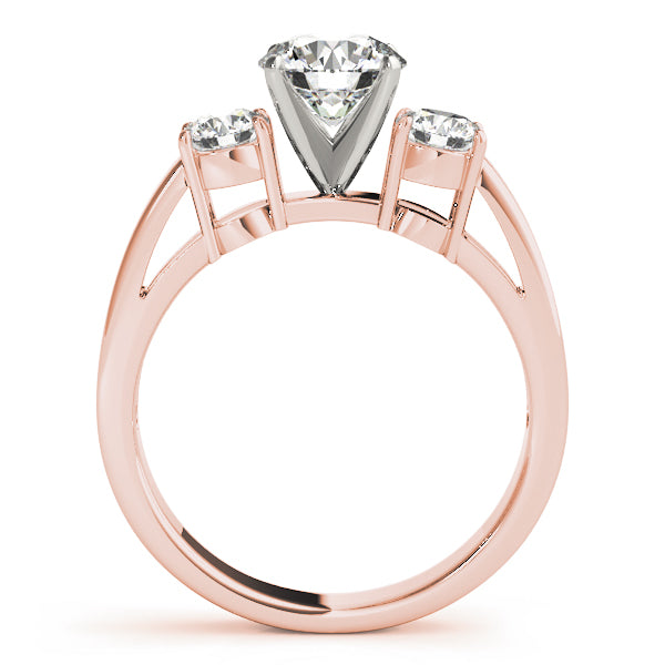 14k Rose Gold Round Cut 3-Stone Lab-Grown Diamond Ring