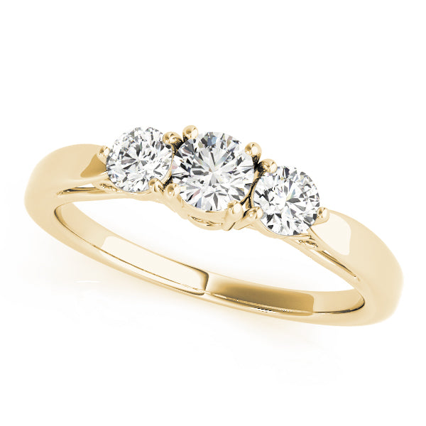 Lab-Grown Round Cut Diamond 3-Stone Engagement Ring in 14K Yellow Gold