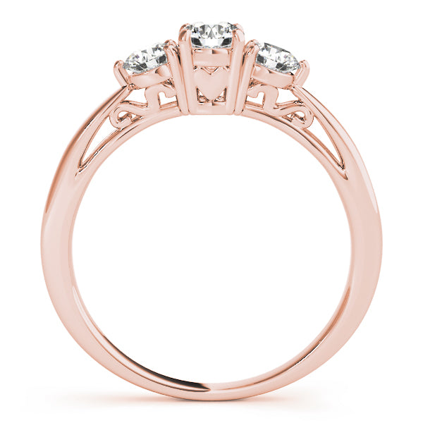 Round Cut 3-Stone Lab-Grown Diamond Ring 14k Rose Gold