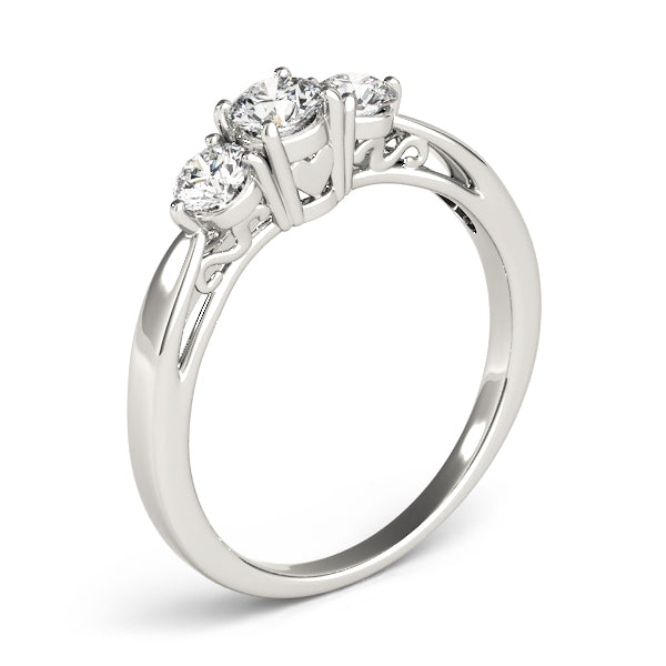 White Gold Prong Set Round Cut 3-Stone Lab-Grown Diamond Ring