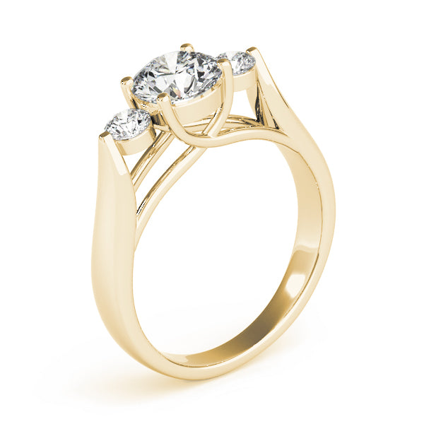 14k Yellow Gold 3-Stone Lab-Created Diamond Ring Prong Set