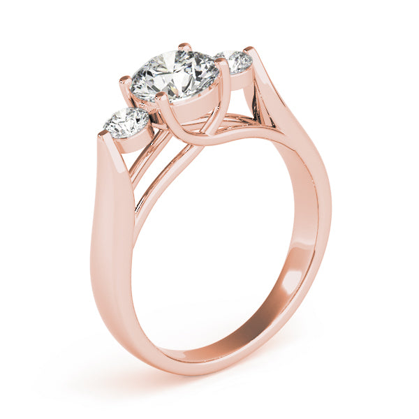 Rose Gold 3-Stone Lab-Created Diamond Ring Prong Set