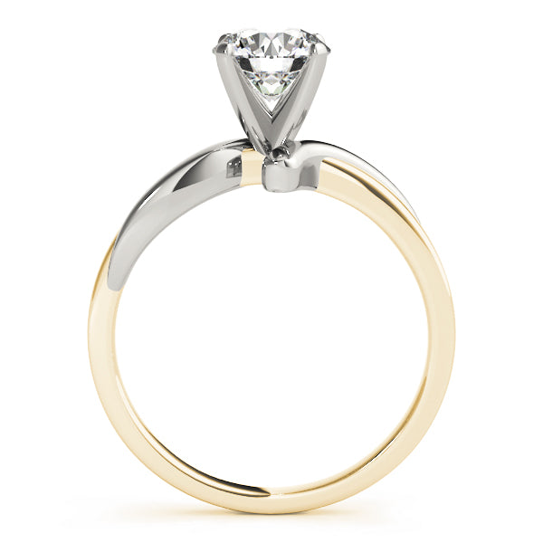 Side profile view of the 14K two-tone yellow and white gold bypass ring, showing the fluid stone setting.