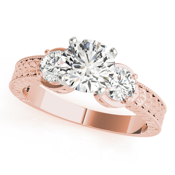 1.50Ct Round Brilliant Cut Lab-Grown Diamond designer Three-Stone Ring band