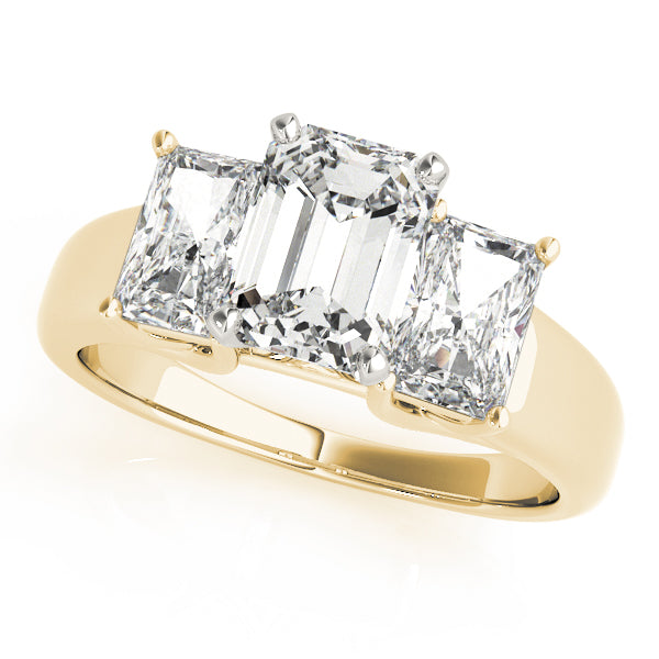 Royal Emerald Cut Lab Grown Diamond 3-Stone Engagement Ring in 14k Yellow Gold