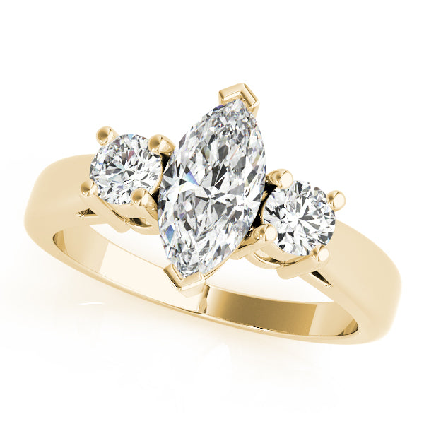 Marquise and Round Lab Grown Diamond 3-Stone Trinity Ring