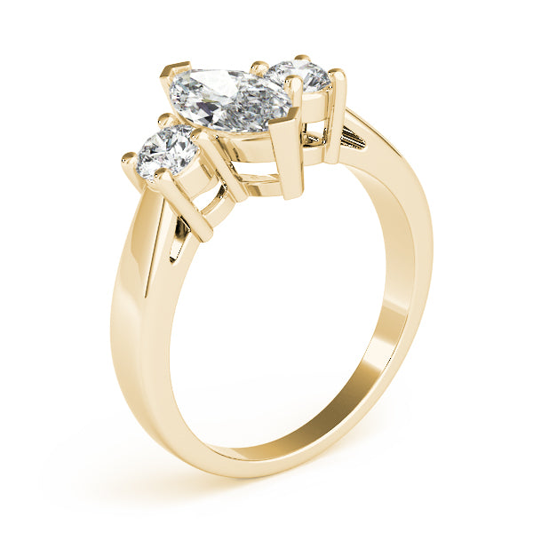 Prong Set Marquise and Round Lab Grown Diamond 3-Stone Trinity Ring