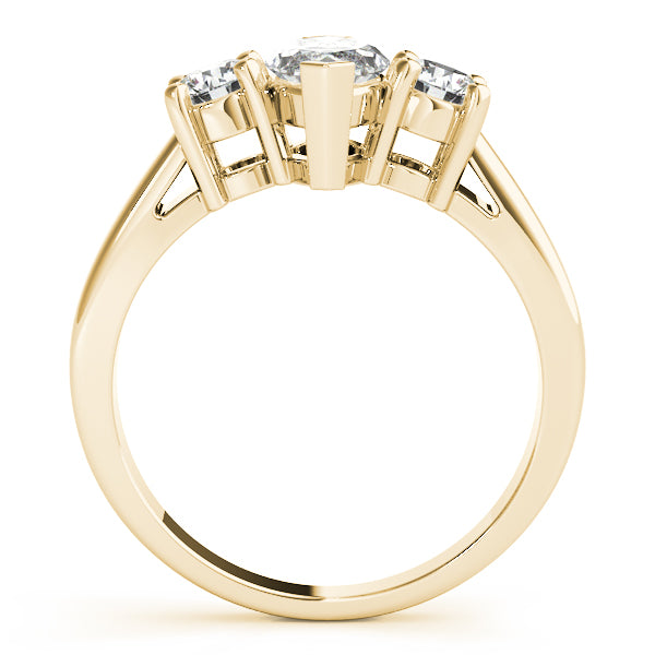 The Eternal Trio: Marquise Center with Round Side Diamonds Ring in 14k Yellow Gold