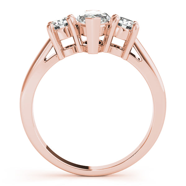 The Eternal Trio: Marquise Center with Round Side Diamonds Ring Rose Gold