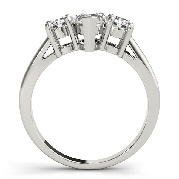 The Eternal Trio: Marquise Center with Round Side Diamonds Ring Prong Set